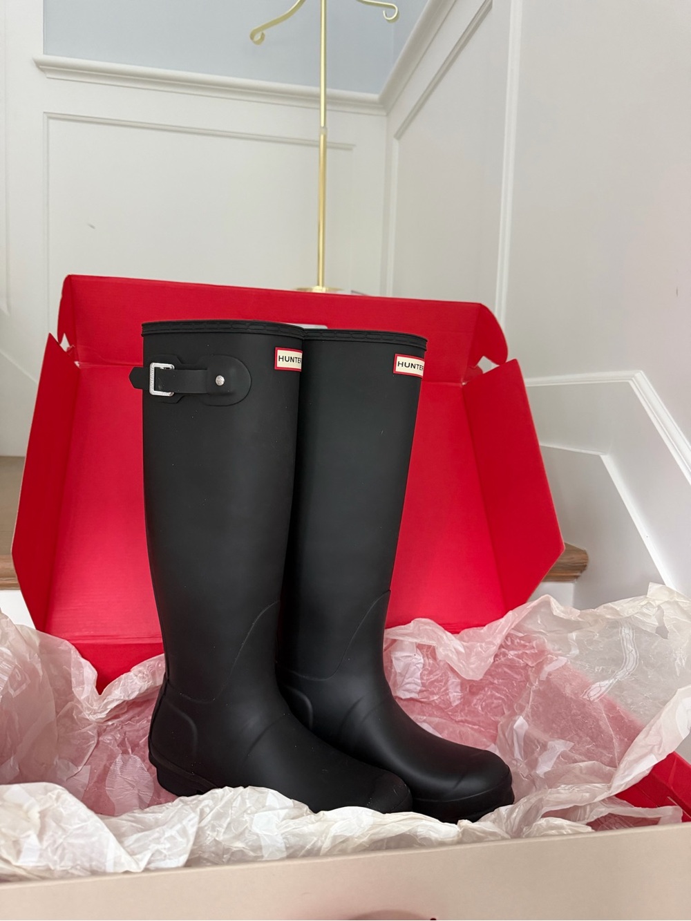 NIB Hunter Women’s Original Tall Rain Boots – Black – US 8 / EU 39 - Picture 3 of 9